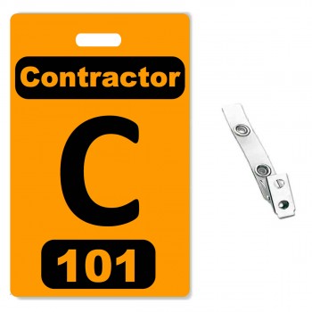 Custom Printed Numbered Orange PVC Contractor Badges - 10 pack